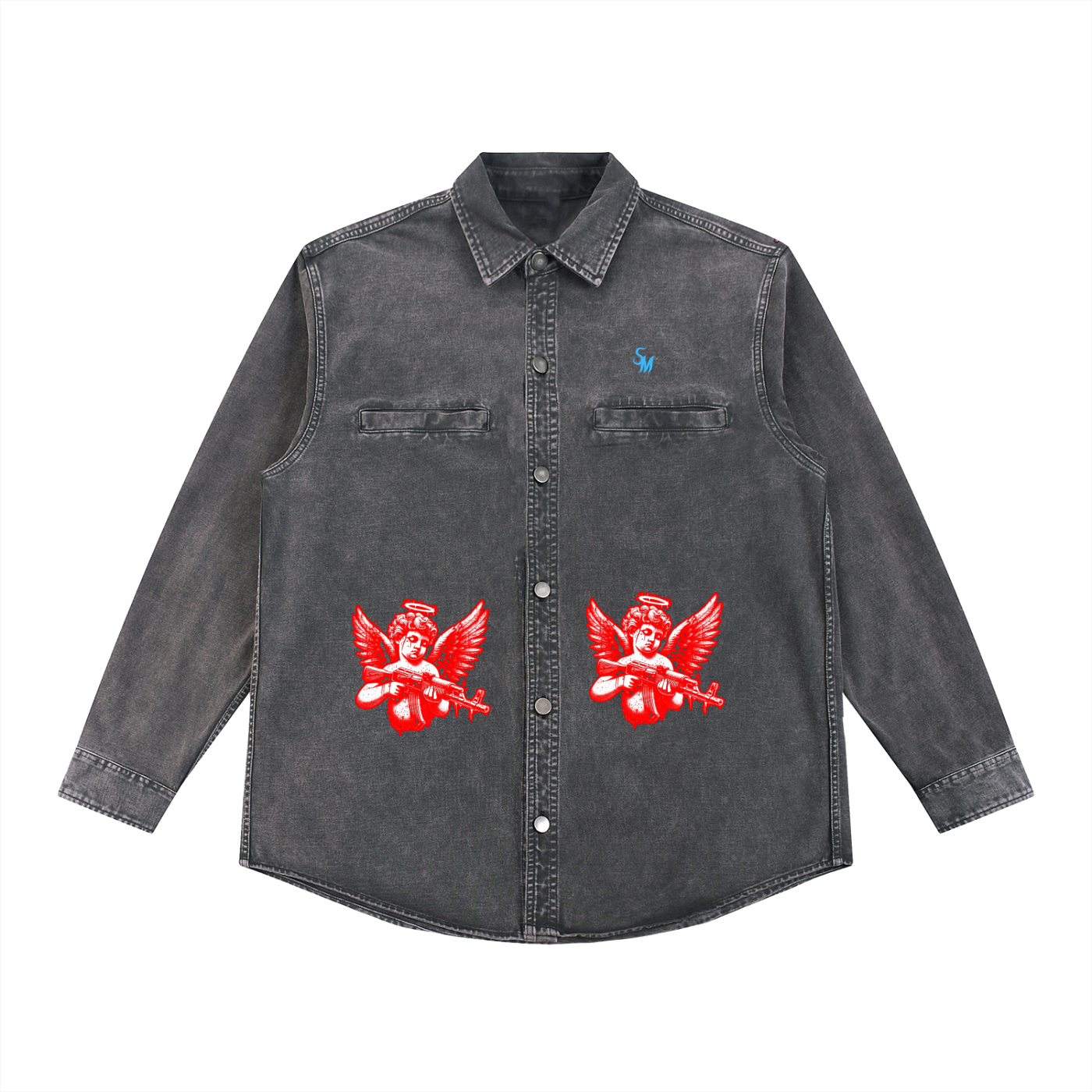 SM ANGEL Denim Vintage Washed Heavyweight Jacket